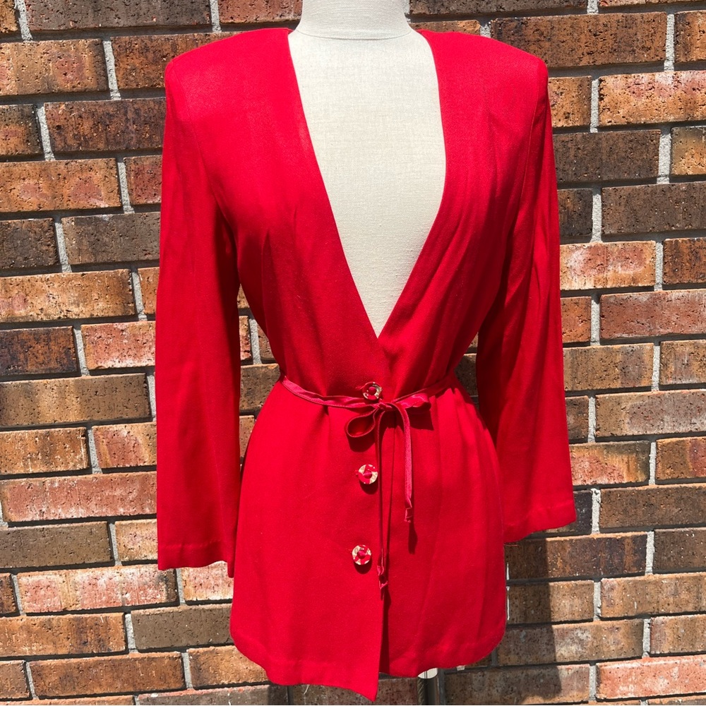 Vintage Maren petite red wrap blazer